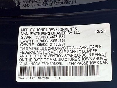 2022 Honda Accord Sedan Sport